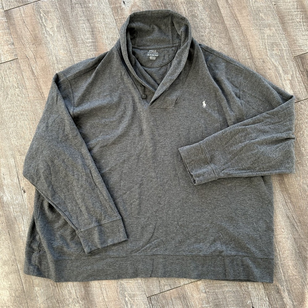Polo Ralph Lauren Sweater Mens Big 4X Blue Shawl Collar Knit Pullover Pony - Picture 2 of 6